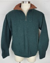 Orvis Mens Green Flecked Wool 1/4 Zip Sweater w. Pockets L - £39.10 GBP