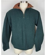 Orvis Mens Green Flecked Wool 1/4 Zip Sweater w. Pockets L - £38.92 GBP