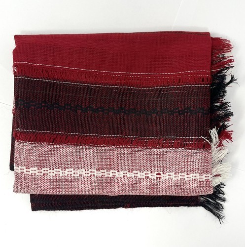 Red, Black, White Linen Scarf 22&quot;w x 74&quot;L - $23.74