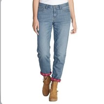 EDDIE BAUER Women&#39;s Boyfriend Red Plaid Flannel Lined Jeans Size 6 Fall ... - €30,69 EUR