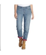 EDDIE BAUER Women&#39;s Boyfriend Red Plaid Flannel Lined Jeans Size 6 Fall ... - €29,96 EUR