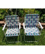 Vintage Retro 2 Aluminum Folding Webbed Lawn Beach Pool Chairs *READ - $32.62