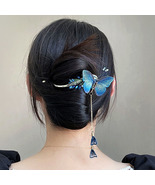 Butterfly on Rhinestone Beads Leaf Hair Clip - £6.68 GBP