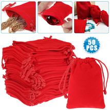 50Pcs Jewelry Pouches Velvet Drawstring Gift Bags Christmas Wedding Party Favors - £18.37 GBP
