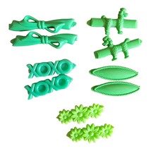 Vintage Plastic Hair Clip Barrette Lot Made in USA Green Bow Poodle Flower xoxo - £12.29 GBP