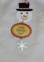 Jolly Happy Soul Snowman Christmas Tree Metal Ornament 4.5&quot; - £6.40 GBP