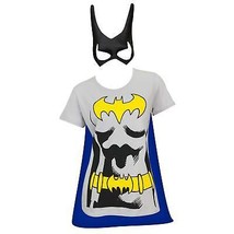 Batman Women&#39;s Cape And Mask Costume Tee Shirt Grey - £33.20 GBP