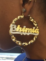 Personalized 14k GP bamboo 2 1/2&quot; jumbo any name earring  - $29.99