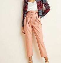 New Anthropologie Blank NYC Peach Pink Faux Leather Paperbag Self Tie Pant 26 - £48.24 GBP