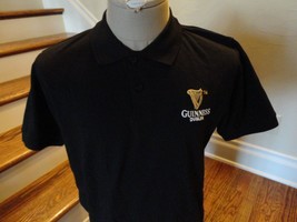 NWT New Black Guinness Dublin Embroidered Cotton Polo Shirt  Adult M Rel... - $33.61