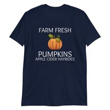 Farm Fresh Pumpkin Apples Hayrides Cider T-Shirt | Women Cute Pumpkins Fall Shir - £15.47 GBP