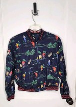 Ali Miles Petites Size 12 Navy Zip Cotton Jacket Golf Scenes - $32.73