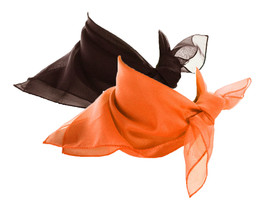 50s Style Sheer Chiffon Square Scarves Set w 1 Orange and 1 Brown Scarf ... - £15.01 GBP
