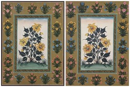 Pink Flower Miniature Handmade Painting wall Decor set of 2 11x8 Inches - $199.00