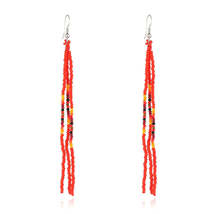 Red Howlite &amp; Silver-Plated Tassel Drop Earrings - £11.98 GBP