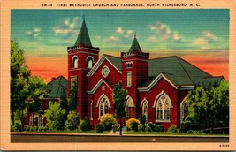 First Methodist Church Parsonage Wilkesboro North Carolina NC Linen Postcard S22 - £3.12 GBP