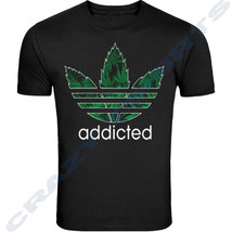 New Funny Style T-SHIRT Addicted Dope Weed Marijuana Black Big Sizes 4XL 5XL - £14.35 GBP