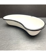 Vintage White &amp; Black Enamelware Kidney Tray – 10” Medical Dental Basin ... - $12.35