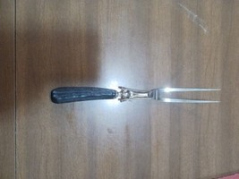 Vtg Carving Fork W/Safety Guard Kitchen Utensil Black Stag Handle 10.5 F... - $14.03