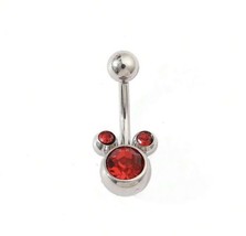 Red Crystal Disney Mickey Mouse Belly Bar - $11.72