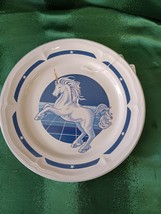 Vtg Replacement Tienshan Stoneware Blue Unicorn Fantasy Dinner Plate 10.5&quot;  - £7.81 GBP