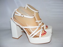 ISNOM Size 11 M White Platform Strappy Heels Sandals Sexy Stripper Heels Chunky - £19.46 GBP