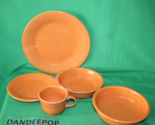 5 Piece Orange Fiesta Ware Dinnerware Plates Bowls And Mug - $69.29