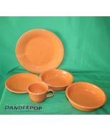 5 Piece Orange Fiesta Ware Dinnerware Plates Bowls And Mug - £54.26 GBP