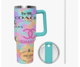 Luxurious Brand-Inspired Collage Multi-Colored Tumbler | Cover &amp; Handle ... - $39.99