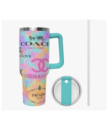 Luxurious Brand-Inspired Collage Multi-Colored Tumbler | Cover &amp; Handle ... - $52.02 CAD