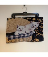 Two Nidico Cat Lover Tapestry Placemat White Kittens Basket NWT NOS - $23.00