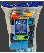 Hanes Boxer Briefs Boys L (12-14) 10 Pairs 100% Cotton Assorted - $20.79