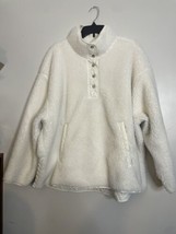 Athleta Womens Cozy Sherpa Sweatshirt Sz 2X White1/4 Snap Quilted Comfort Warm - £39.22 GBP