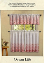Popular Home The Ocean Life Rod Pocket Tier Set 53 x 36" Coral White 100... - $23.76
