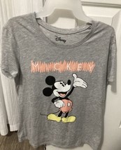 Disney Mickey Mouse Junior’s Size Small Gray Short Sleeve T-Shirt .  - £8.55 GBP