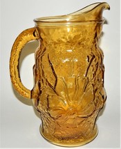 Anchor Hocking Rainflower Pattern Yellow Amber 64-oz Pitcher Vintage 1970&#39;s - £28.13 GBP