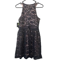 New By &amp; By Juniors Dress Size 9 Lace Blue Black Pink Floral Sleeveless ... - $17.99