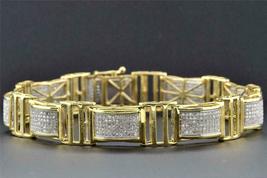 13CT Round Cut Diamond 14K Yellow Gold Over Men&#39;s Link Exvlusive Bracelet - £192.69 GBP