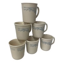 Corning Corelle Blue Lily Coffee Tea Mugs Cups Light Beige Base Lot of 6 Vintage - £12.03 GBP