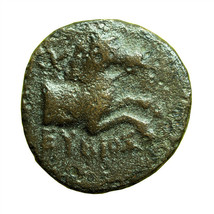 Ancient Greek Coin Kyme Aeolis Magistrate AE14mm Forepart of Horse / Cup... - $24.29