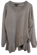 Lane Bryant 2X Women&#39;s Plus Sz 18/20 Gray Faux Wrap Peplum Ruffle Hem Sweater - £11.48 GBP