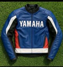 Yamaha Racing Leather Motorcycle Jacket  MotoGP Biker Style - $245.00