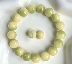 Lime-Colored White Bodhi Seed Bracelet, Green Bead Meditation Wrist Mala... - £15.64 GBP