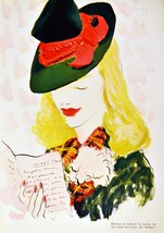 Decor poster.Interior design Art.fashion blonde red green hat.6288 - £10.30 GBP+
