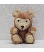 Dakin Sitting Teddy Bear Cub Looking Up Eyes Plush Brown Bean Bag Vintag... - $53.99 CAD