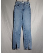 Good American Women&#39;s Button Fly Skinny Leg Split Hem Distress Waist Jea... - $28.71