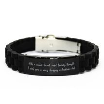 with a Warm Heart and Loving Thoughts I Wish You! Black Glidelock Clasp Bracelet - £15.69 GBP