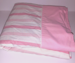 PINK &amp; White Striped FULL Flat Sheet Vtg Percale 81”x104” Cannon Featherlite - £19.13 GBP