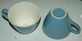 Lot of 2 Light Blue Coffee Tea Cups Ceramic - $14.99
