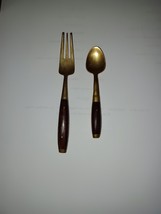 Vintage Teak Inlaid Wood Handle Relish Infant Baby Child Serving Set For... - $279.59 MXN